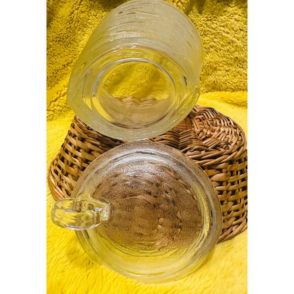 MCM Mid Century Birch Wood Patterned Glass Sugar container with Lid home decor - Picture 6 of 8
